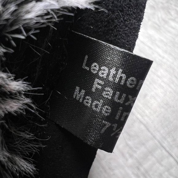 J/Slides NELLY Black Suede Moto Boot Buckles Faux Fur Lined Size 7 1/2 - Picture 3 of 9